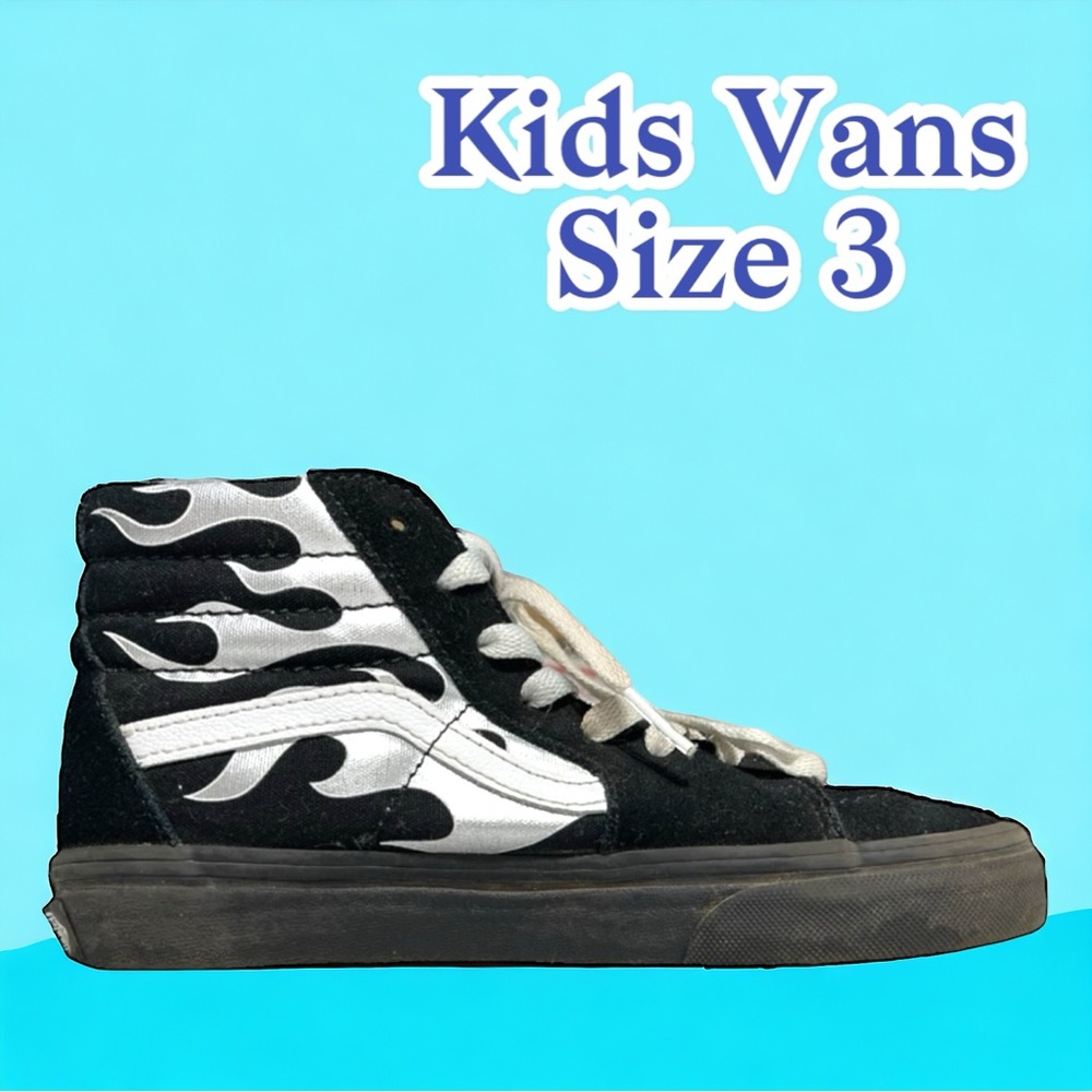 Vans Kids shoes Size 3 SK8-HI Hightop Metallic Flame Sneakers Skateboard School